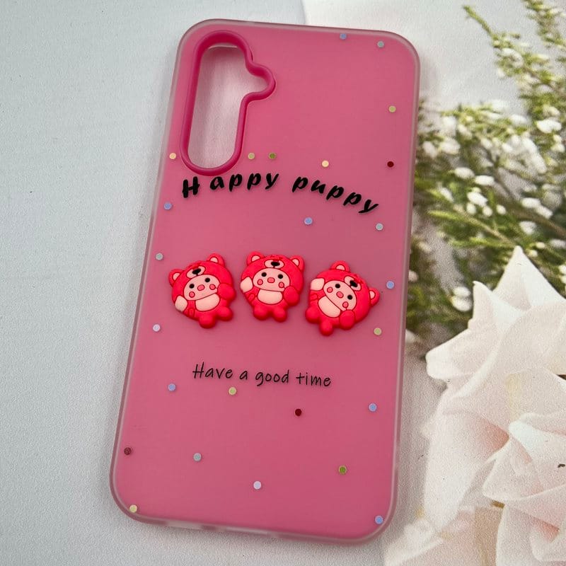 قاب گوشی Galaxy S23 FE سامسونگ Puppy Case پاستلی سیلیکونی دو تکه ضد ضربه عروسکی سرخابی کد 59229 - Image 2