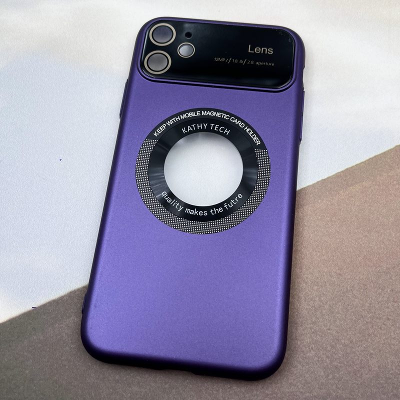 قاب گوشی iPhone 11 آیفون Camera Lens مگ سیف Magsafe شفاف اورجینال محافظ لنز دار شیشه ای بنفش کد 59470 - Image 2