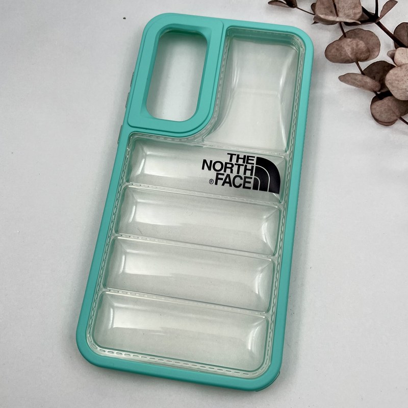 قاب گوشی Galaxy A55 سامسونگ Puffer Case پافری سیلیکونی شفاف ضد ضربه The North Face سبزآبی کد 59485 - Image 2