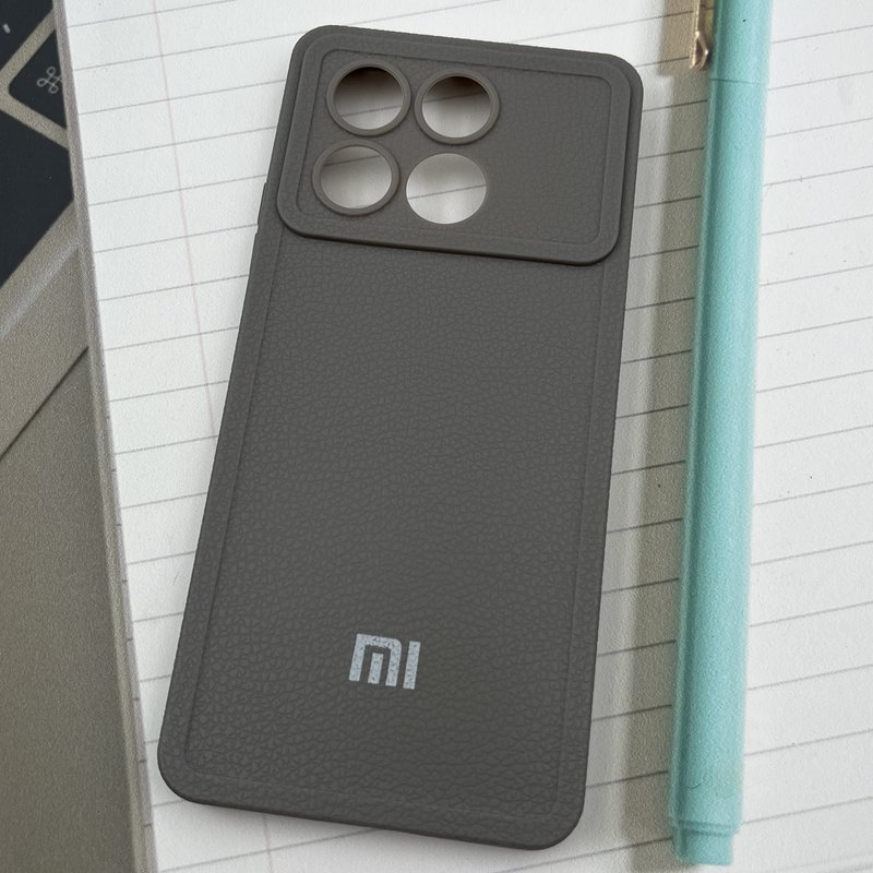 قاب گوشی Poco X6 Pro / Redmi K70E شیائومی Texture Case سیلیکونی طرح چرم محافظ لنز دار برجسته تیتانیوم کد 59788 - Image 2