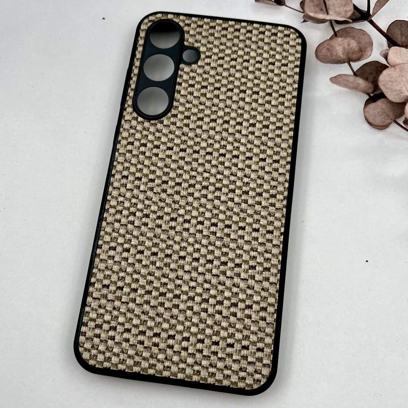 قاب گوشی Galaxy A55 سامسونگ Cotton Case طرح بافت برجسته کلاسیک کرم قهوه ای محافظ لنز دار برجسته کد 61241 - Image 2