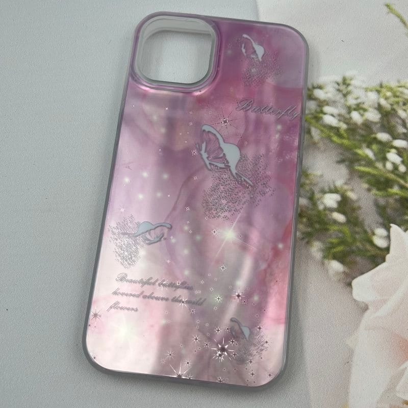 قاب گوشی iPhone 13 / iPhone 14 آیفون Lux Case لوکس طرح موج سه بعدی 3D پروانه صورتی کد 61708 - Image 2
