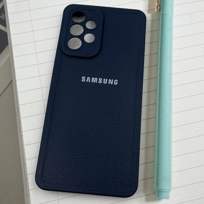 قاب گوشی Galaxy A33 سامسونگ Texture Case سیلیکونی طرح چرم محافظ لنز دار برجسته سرمه ای کد 64146 - Image 2
