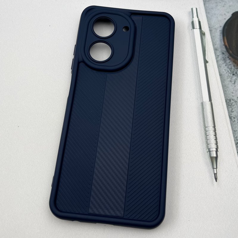 قاب گوشی Redmi A5 / Poco C71 شیائومی Carbon Case سیلیکونی ایربگ دار ضد ضربه طرح کربن محافظ لنز دار سرمه ای کد 64280 - Image 2
