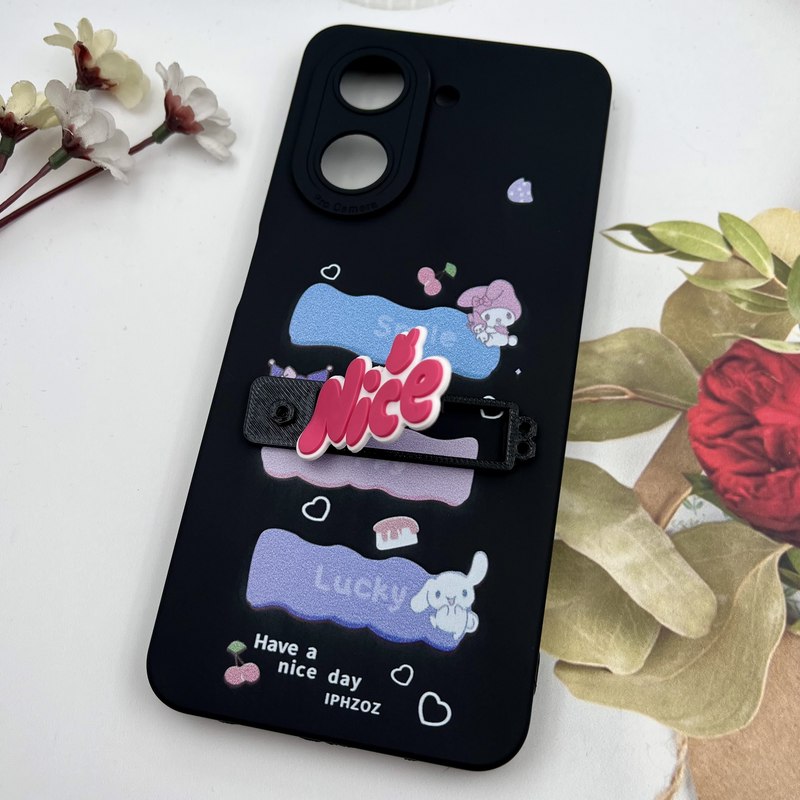 قاب گوشی Redmi A5 / Poco C71 شیائومی سیلیکونی Stand Case عروسکی Nice استندشو محافظ لنز دار مشکی کد 64908 - Image 2