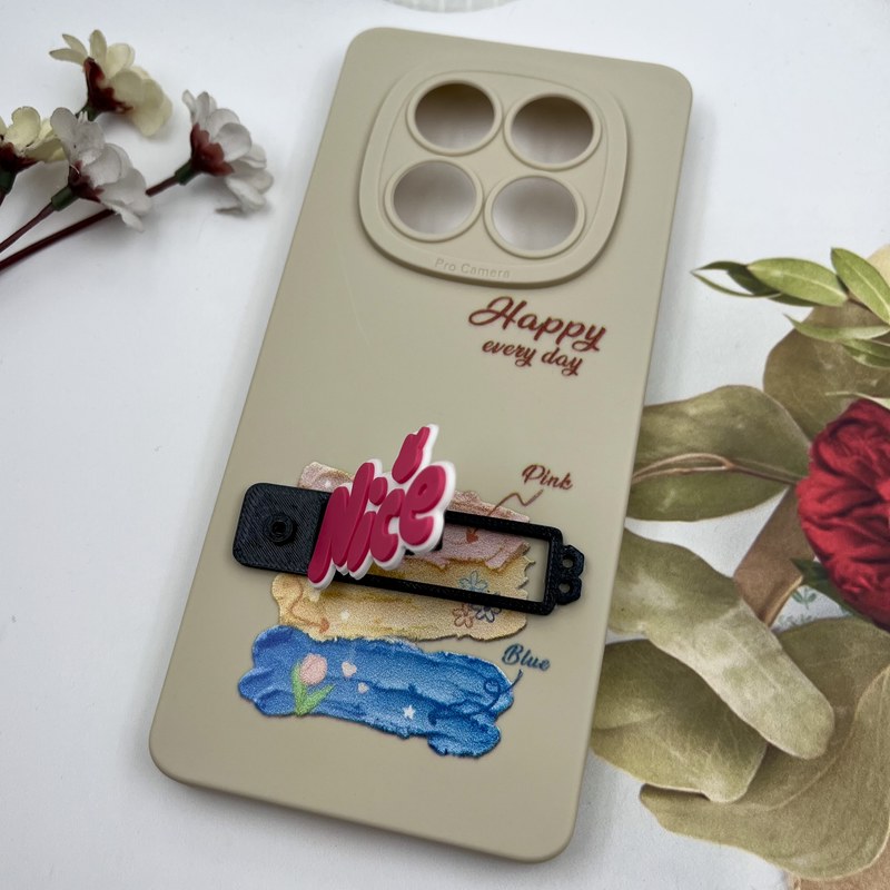 قاب گوشی Redmi Note 14 Pro 4G شیائومی سیلیکونی Stand Case عروسکی Nice استندشو محافظ لنز دار کرم Blue کد 65748 - Image 2