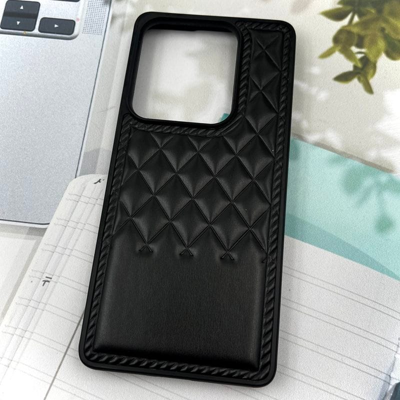 قاب گوشی Redmi Note 14S / Redmi Note 13 Pro 4G / Poco M6 Pro 4G شیائومی Premium Case چرم پافر لوزی بالشتی لوکس مشکی کد 66495 - Image 2