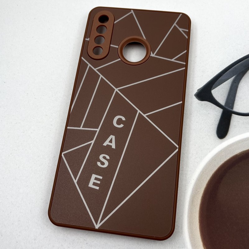 قاب گوشی Huawei P30 Lite هوآوی PVD CASE دور سلیکونی طرح اشکال هندسی محافظ لنز دار عسلی کد 66944 - Image 2