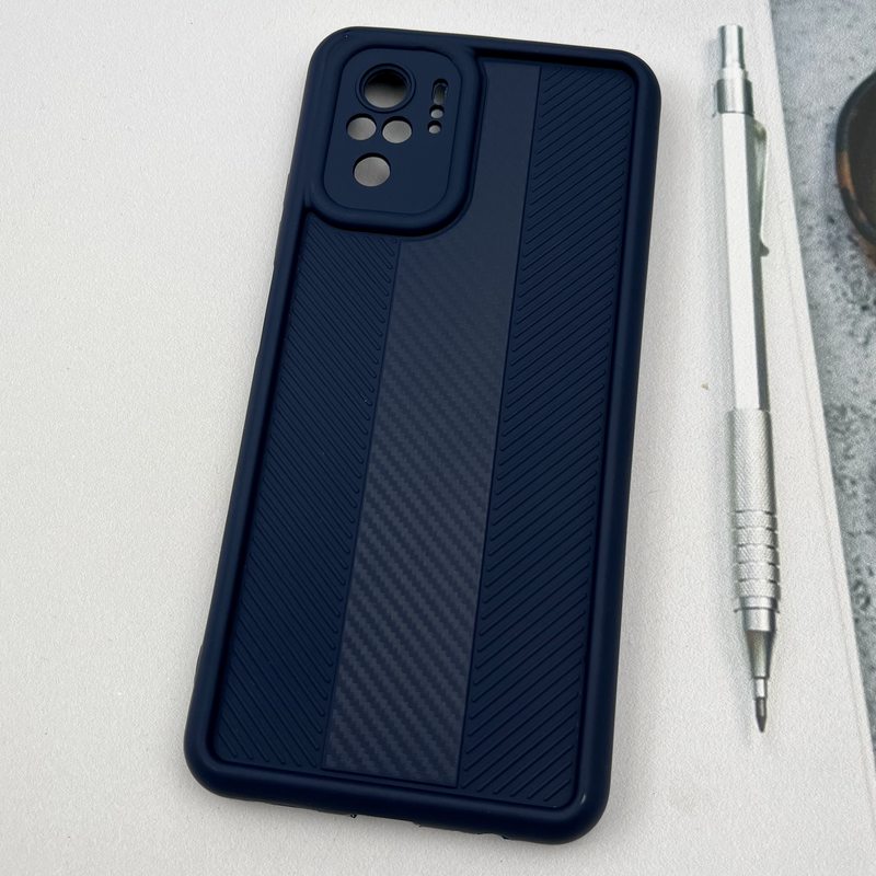 قاب گوشی Redmi Note 10 4G / Redmi Note 10S / Poco M5S شیائومی Carbon Case سیلیکونی ایربگ دار ضد ضربه طرح کربن محافظ لنز دار سرمه ای کد 69564 - Image 2