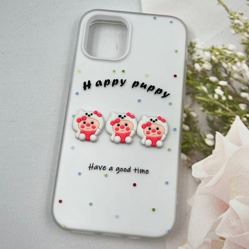 قاب گوشی iPhone 11 Pro آیفون Puppy Case پاستلی سیلیکونی دو تکه ضد ضربه عروسکی سفید کد 71258 - Image 2