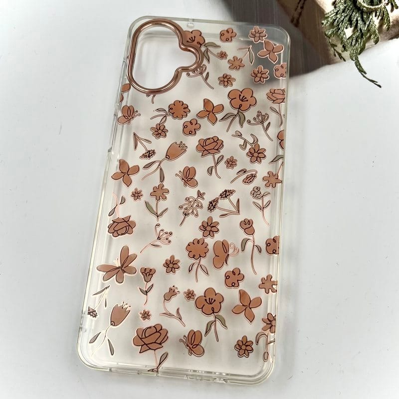 قاب گوشی Galaxy A06 سامسونگ Flower Case شفاف لوکس طرح گل لنز Copper کد 73554 - Image 2