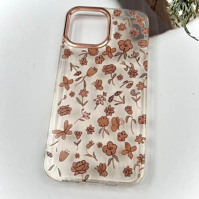 قاب گوشی iPhone 13 Pro Max آیفون Flower Case شفاف لوکس طرح گل لنز Copper کد 74619 - Image 2