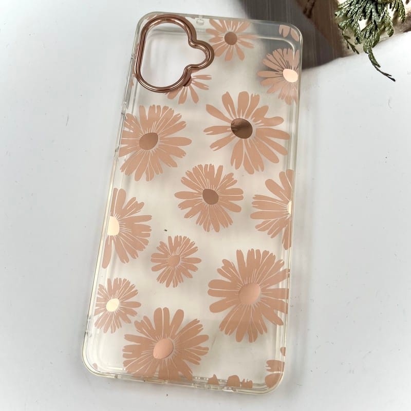 قاب گوشی Galaxy A06 سامسونگ Flower Case شفاف لوکس طرح گل لنز Copper کد 75269 - Image 2