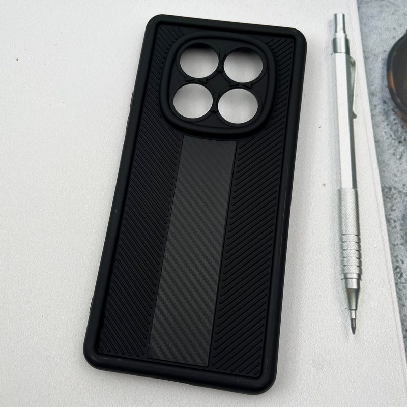 قاب گوشی Redmi Note 14 Pro 4G شیائومی Carbon Case سیلیکونی ایربگ دار ضد ضربه طرح کربن محافظ لنز دار مشکی کد 76242 - Image 2