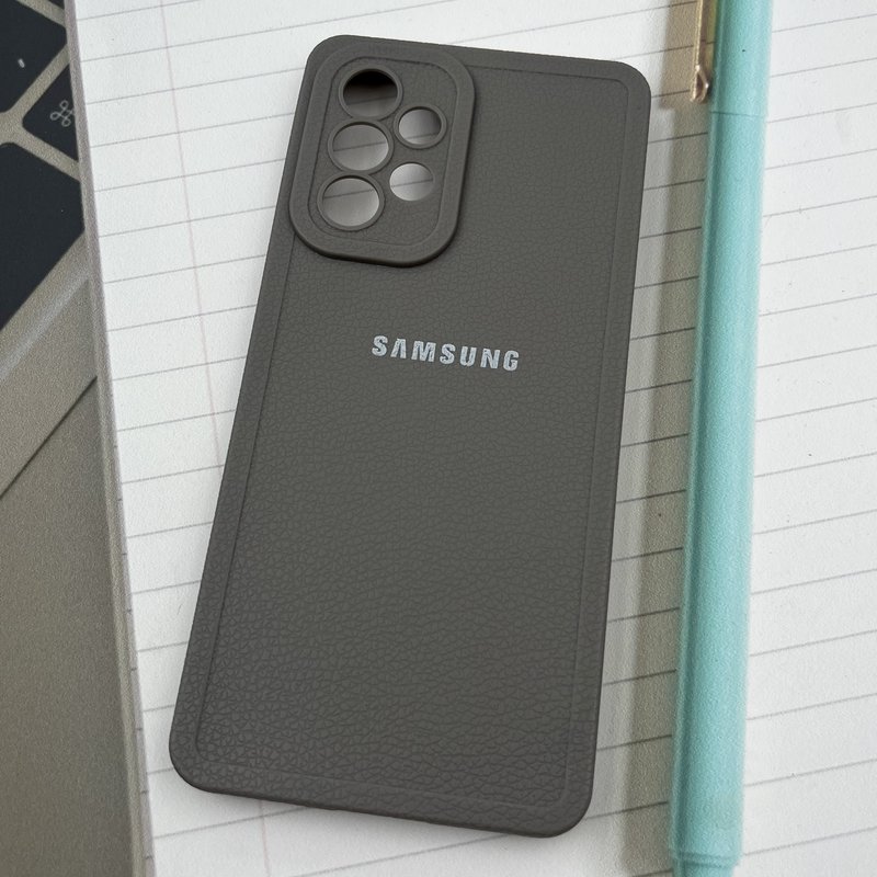 قاب گوشی Galaxy A53 سامسونگ Texture Case سیلیکونی طرح چرم محافظ لنز دار برجسته تیتانیوم کد 77852 - Image 2