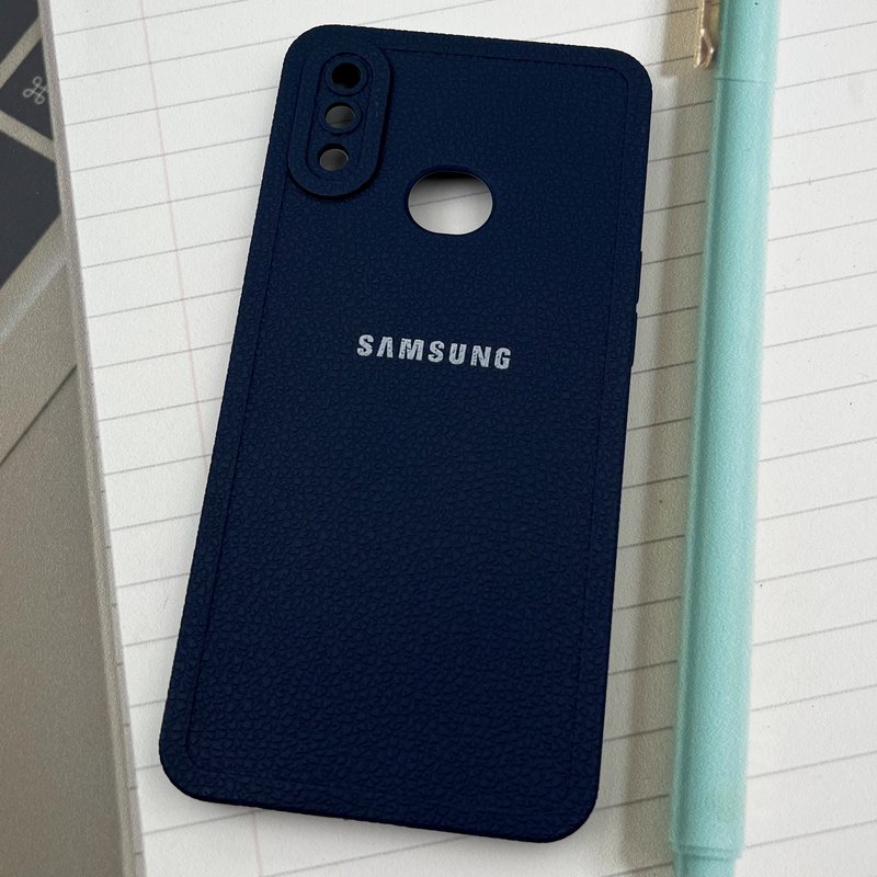 قاب گوشی Galaxy A10s سامسونگ Texture Case سیلیکونی طرح چرم محافظ لنز دار برجسته سرمه ای کد 78301 - Image 2