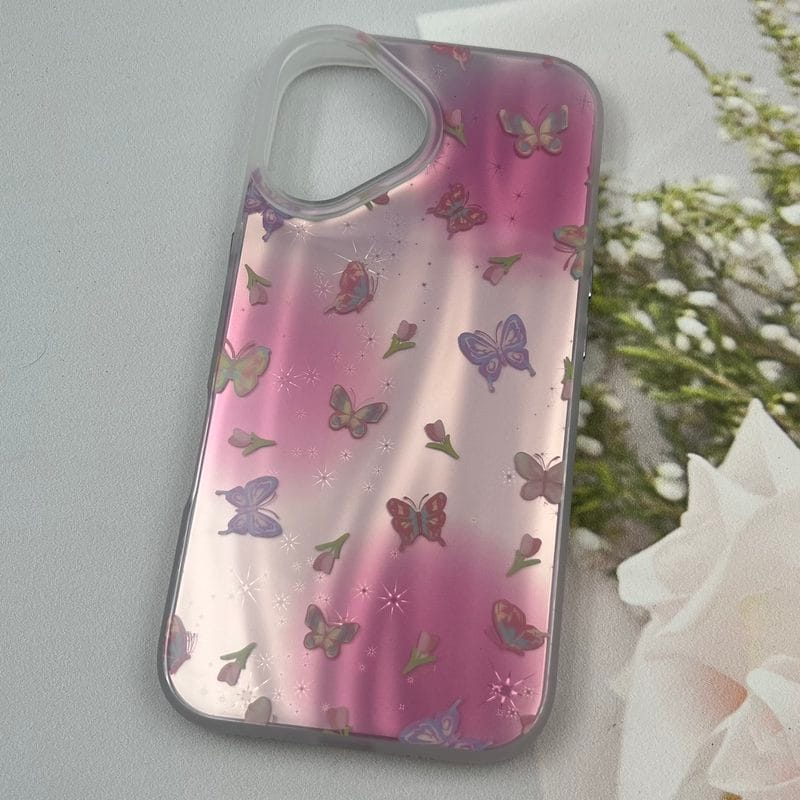 قاب گوشی iPhone 16 آیفون Lux Case لوکس طرح موج سه بعدی 3D گل و پروانه کد 78612 - Image 2