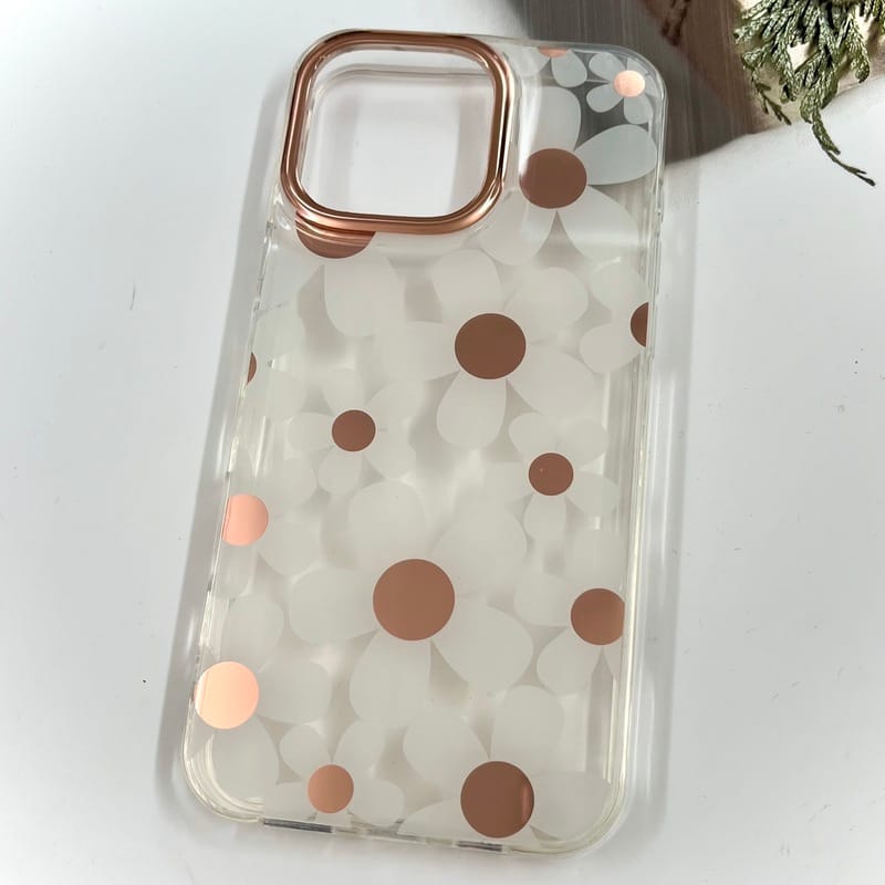 قاب گوشی iPhone 16 Pro Max آیفون Flower Case شفاف لوکس طرح گل لنز Copper کد 78803 - Image 2
