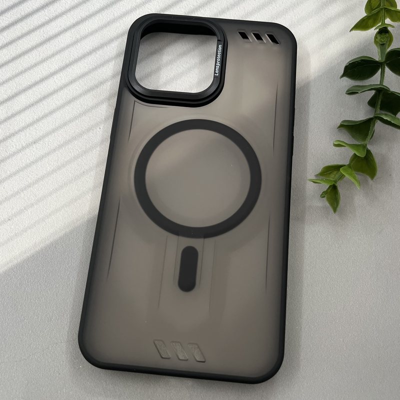 قاب گوشی iPhone 15 Pro Max آیفون PC CASE مات مگ سیف Magsafe اورجینال ضد ضربه لنز برجسته فلزی Lens Protection مشکی کد 80896 - Image 2