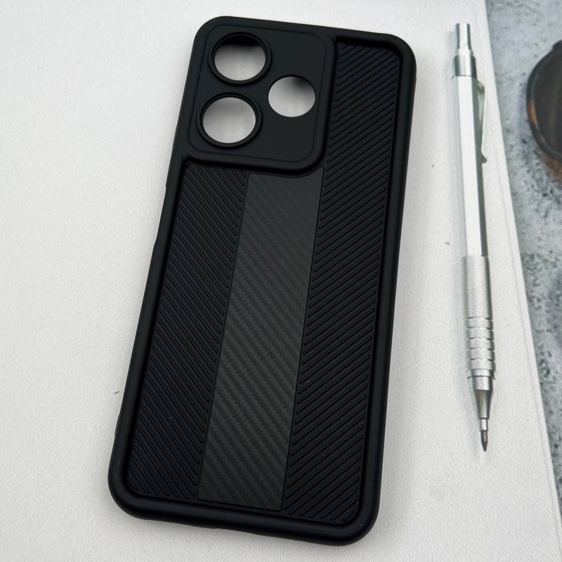 قاب گوشی Redmi 13 / Redmi 13x / Poco M6 4G شیائومی Carbon Case سیلیکونی ایربگ دار ضد ضربه طرح کربن محافظ لنز دار مشکی کد 82110 - Image 2
