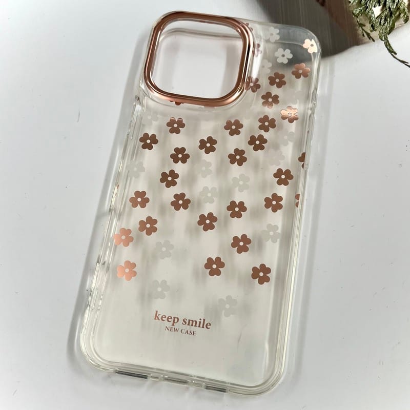 قاب گوشی iPhone 16 Pro Max آیفون Flower Case شفاف لوکس طرح گل لنز Copper کد 84467 - Image 2