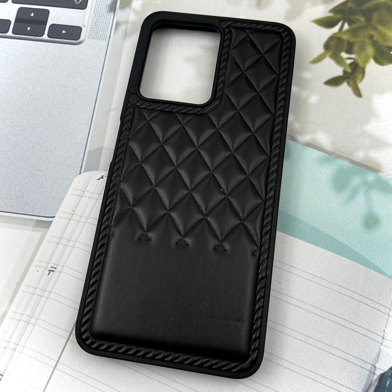 قاب گوشی Redmi Note 12 4G شیائومی Premium Case چرم پافر لوزی بالشتی لوکس مشکی کد 87581 - Image 2