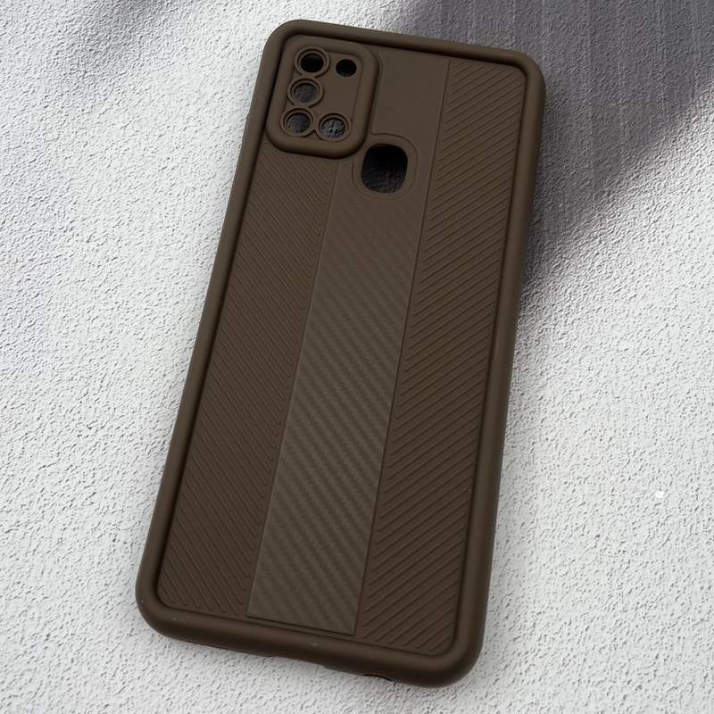 قاب گوشی Galaxy A21S سامسونگ Carbon Case سیلیکونی ایربگ دار ضد ضربه طرح کربن محافظ لنز دار قهوه ای کد 88760 - Image 2