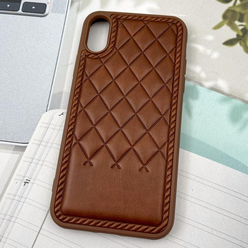 قاب گوشی iPhone X / iPhone XS آیفون Premium Case چرم پافر لوزی بالشتی لوکس عسلی کد 92993 - Image 2