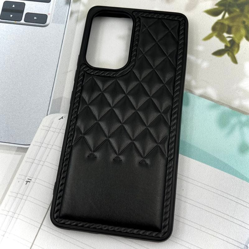 قاب گوشی Galaxy A53 سامسونگ Premium Case چرم پافر لوزی بالشتی لوکس مشکی کد 94324 - Image 2