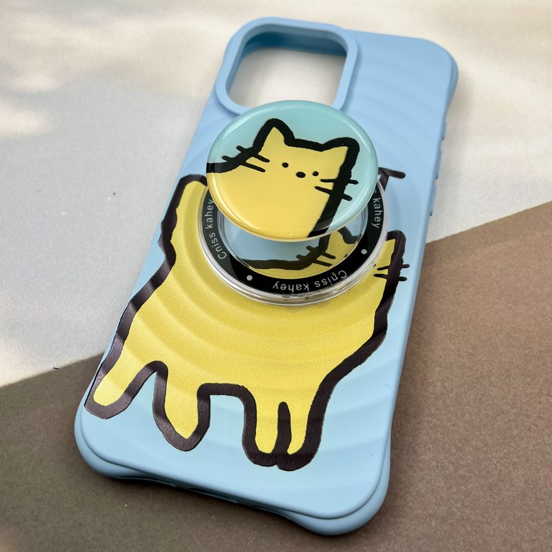 قاب گوشی iPhone 16 Pro Max آیفون Holder Case پاپ سوکت مگنتی ضد ضربه فانتزی طرح گربه آبی کد 12879 - Image 2