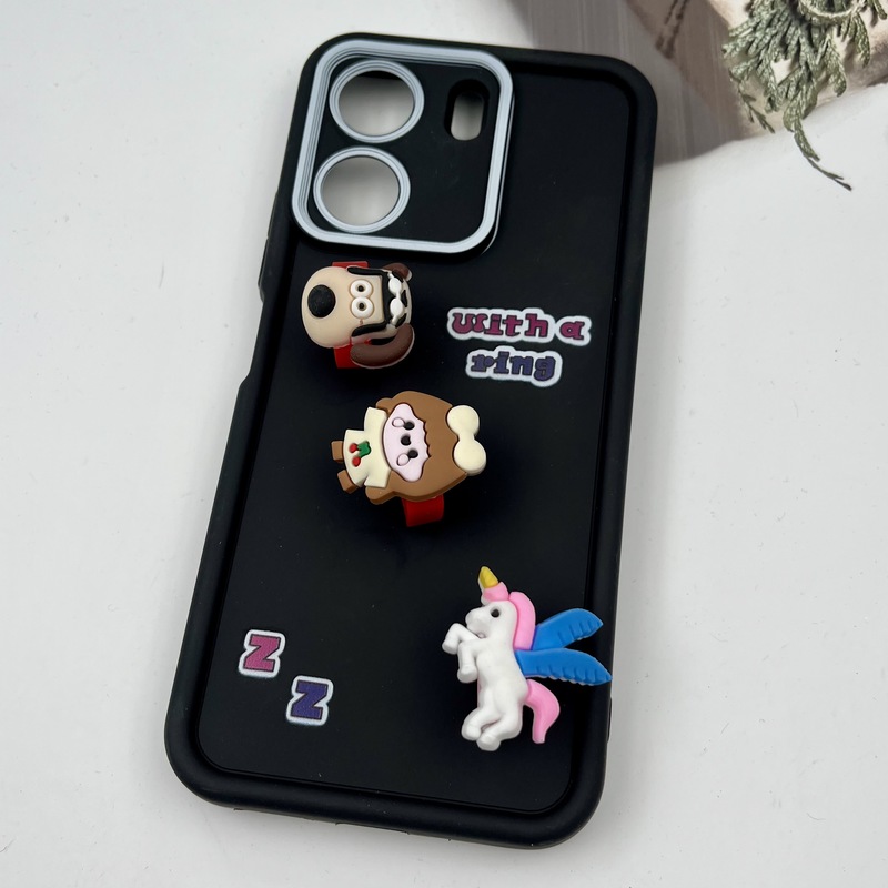 قاب گوشی Redmi 13C / Poco C65 شیائومی Solid Case سیلیکونی عروسکی برجسته انگشتی محافظ لنز دار مشکی کد 14269 - Image 2