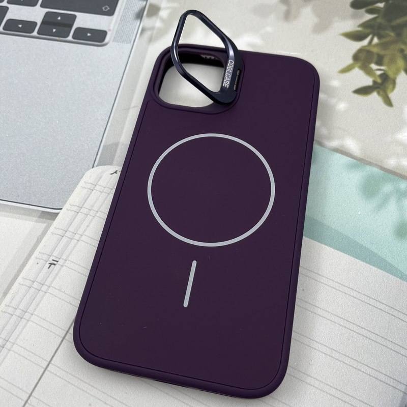 قاب گوشی iPhone 11 آیفون COOL CASE سیلیکونی مگ سیف Magsafe اورجینال ضد ضربه لنز استند شو فلزی بنفش کد 17739 - Image 2