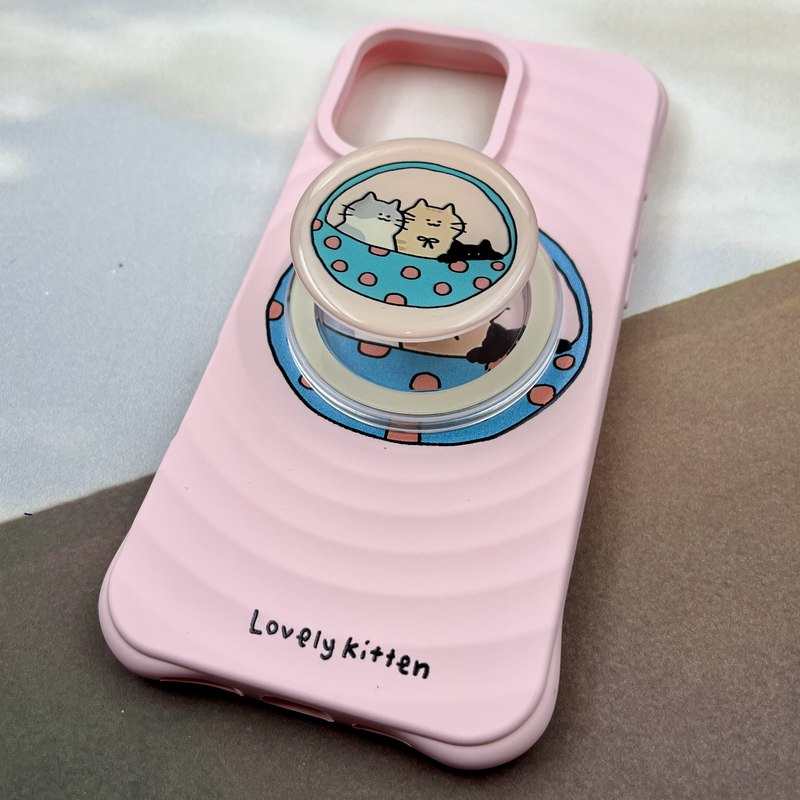 قاب گوشی iPhone 16 Pro Max آیفون Holder Case پاپ سوکت مگنتی ضد ضربه فانتزی طرح گربه صورتی کد 18186 - Image 2