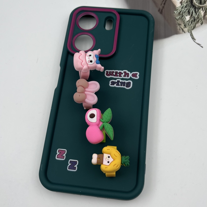 قاب گوشی Redmi 13C / Poco C65 شیائومی Solid Case سیلیکونی عروسکی برجسته انگشتی محافظ لنز دار سبز کد 28041 - Image 2
