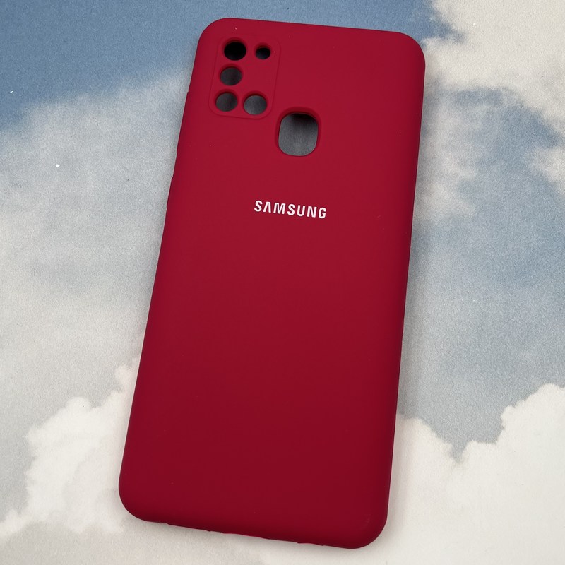 قاب گوشی Galaxy A21S سامسونگ سیلیکونی پاک کنی اورجینال داخل پارچه ای رنگ آلبالویی محافظ لنز دار کد 28409 - Image 2