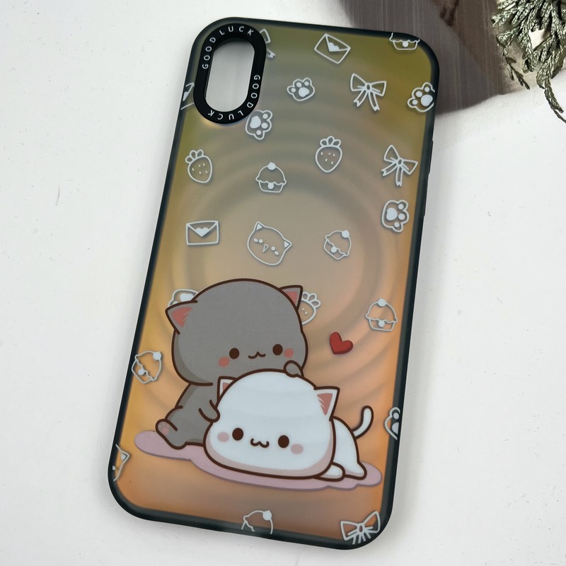 قاب گوشی iPhone X / iPhone XS آیفون Good Luck ایربگ دار هولوگرامی طرح گربه لنز برجسته کد 28755 - Image 2