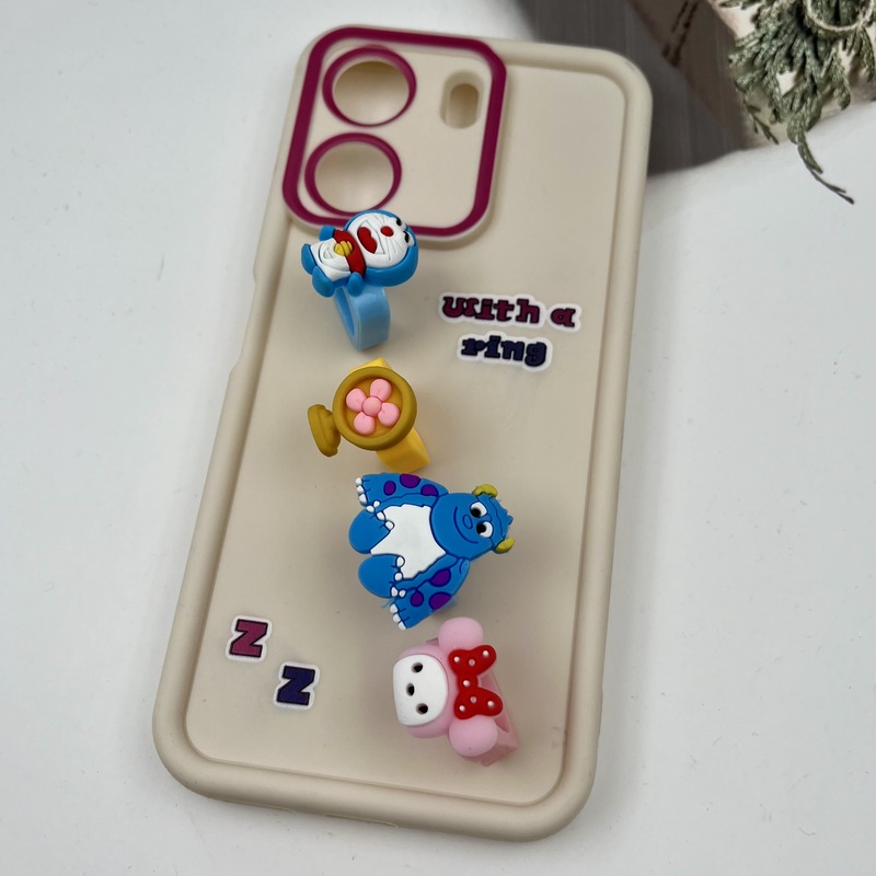 قاب گوشی Redmi 13C / Poco C65 شیائومی Solid Case سیلیکونی عروسکی برجسته انگشتی محافظ لنز دار کرمی کد 31967 - Image 2