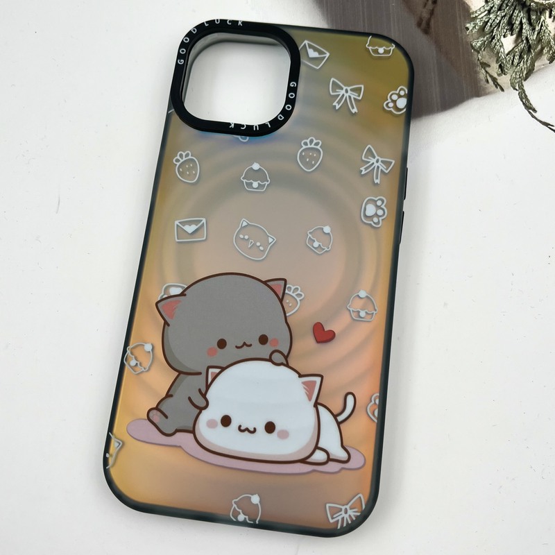 قاب گوشی iPhone 15 آیفون Good Luck ایربگ دار هولوگرامی طرح گربه لنز برجسته کد 33177 - Image 2