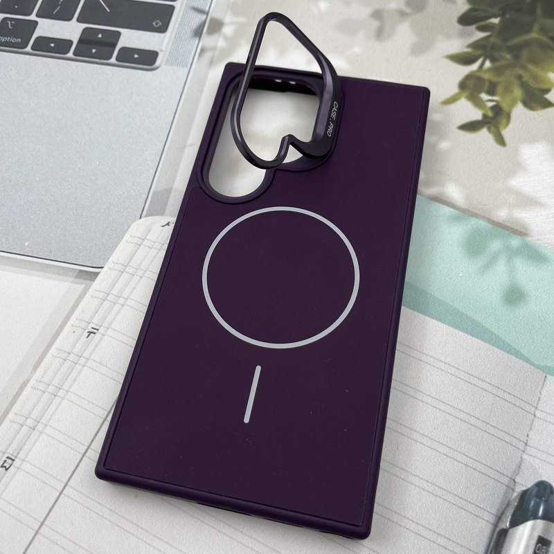 قاب گوشی Galaxy S24 Ultra سامسونگ COOL CASE سیلیکونی مگ سیف Magsafe اورجینال ضد ضربه لنز استند شو فلزی بنفش کد 43225 - Image 2