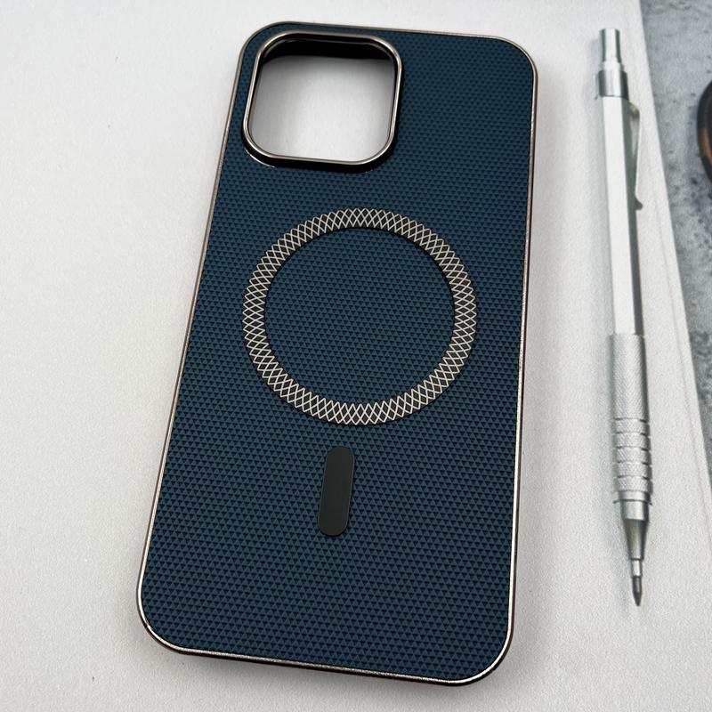 قاب گوشی iPhone 15 Pro Max آیفون Creative Case طرح کربن مگ سیف فلزی Magsafe اورجینال متال لوکس سرمه ای کد 48574 - Image 2
