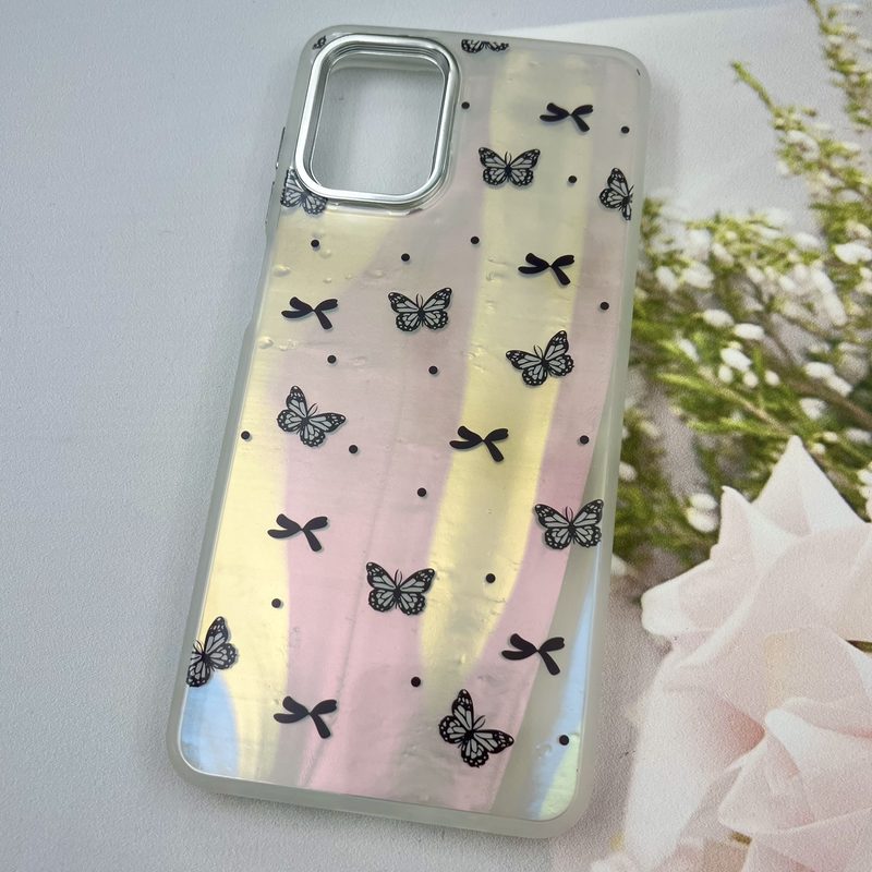 قاب گوشی Galaxy A12 / Galaxy M12 سامسونگ Nice Case رنگین کمانی لنز Silver متال طرح پروانه کد 57343 - Image 2