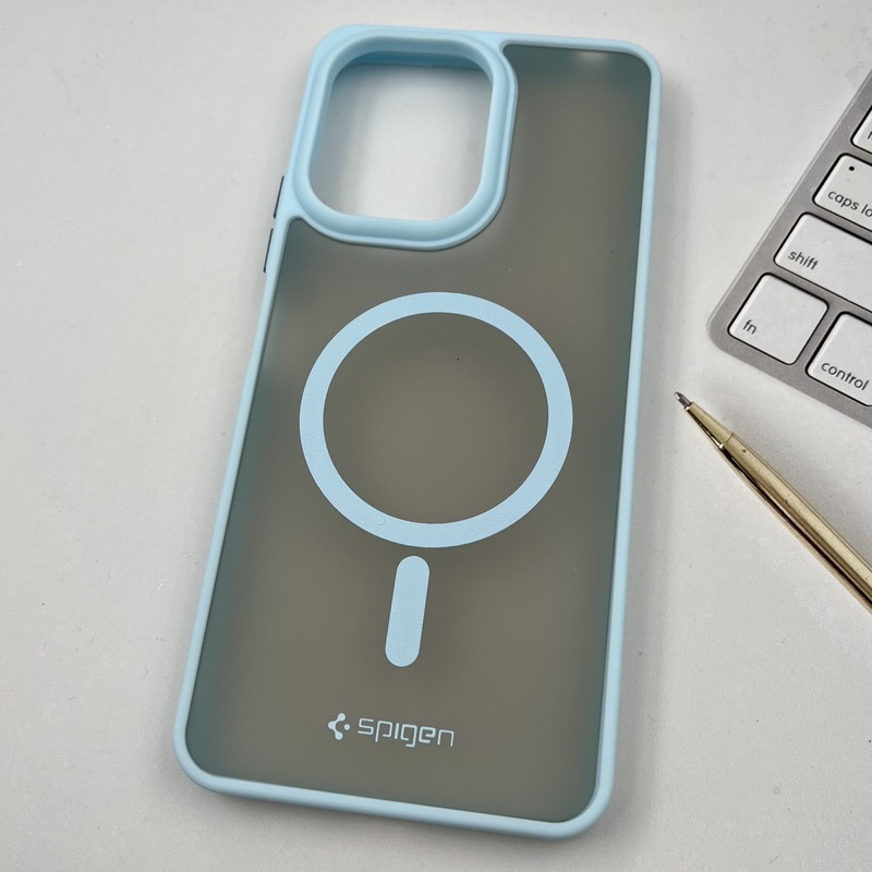 قاب گوشی Redmi 13C / Poco C65 شیائومی مات Spigen Case طرح مگ سیف ضد ضربه لنز برجسته آبی کد 60216 - Image 2