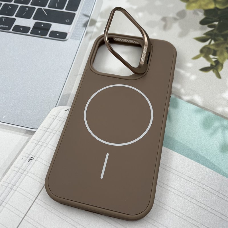 قاب گوشی iPhone 16 Pro آیفون COOL CASE سیلیکونی مگ سیف Magsafe اورجینال ضد ضربه لنز استند شو فلزی موکا کد 67245 - Image 2
