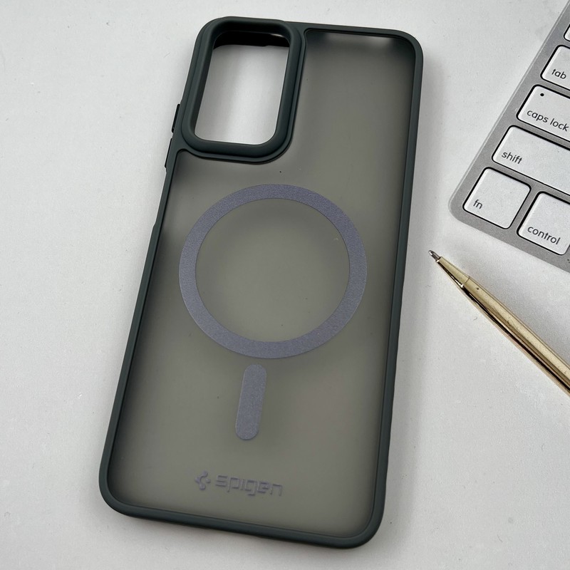 قاب گوشی Redmi Note 11 4G / Redmi Note 11S شیائومی مات Spigen Case طرح مگ سیف ضد ضربه لنز برجسته تیتانیوم کد 72990 - Image 2