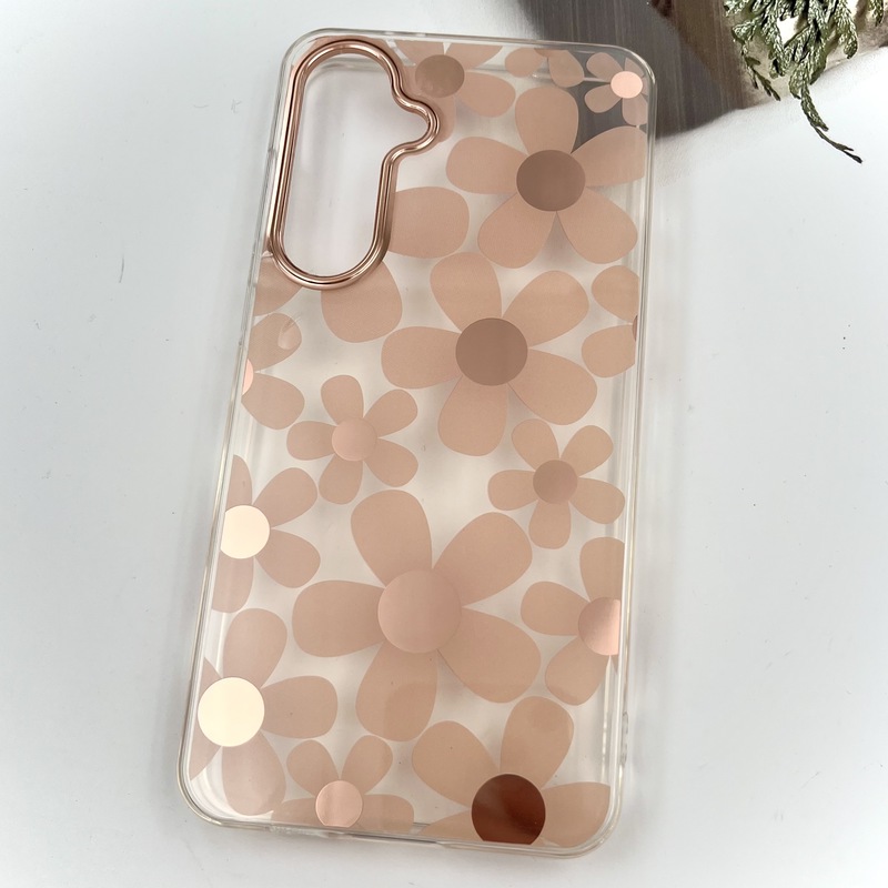 قاب گوشی Galaxy S24 FE سامسونگ Flower Case شفاف لوکس طرح گل لنز Copper کد 74998 - Image 2