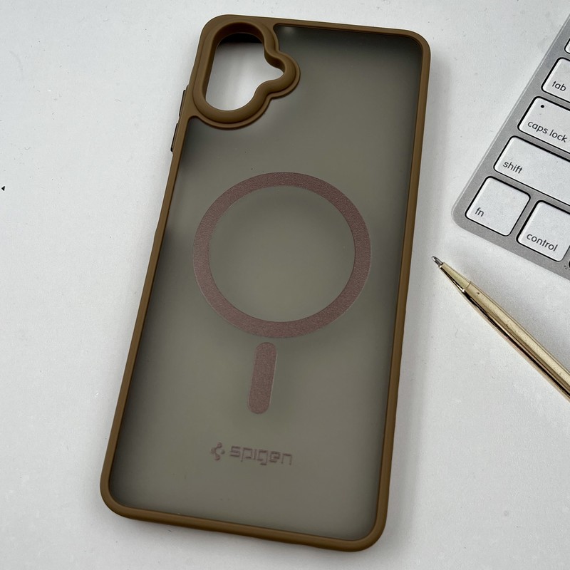 قاب گوشی Galaxy A06 سامسونگ مات Spigen Case طرح مگ سیف ضد ضربه لنز برجسته موکا کد 75065 - Image 2
