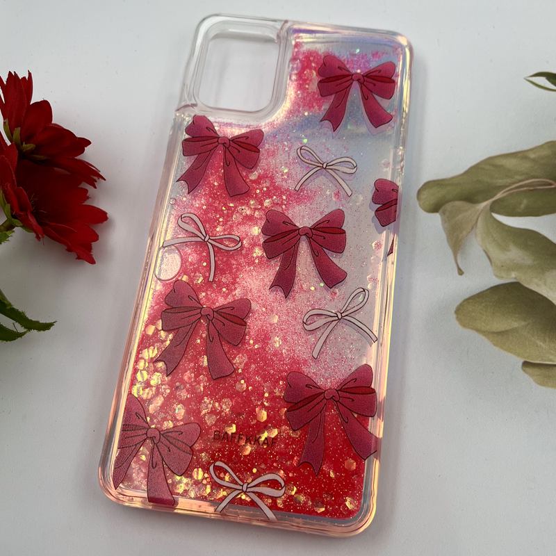 قاب گوشی Galaxy A06 سامسونگ آکواریومی اکلیلی هولوگرامی ایربگ دار طرح پاپیون صورتی کد 75222 - Image 2
