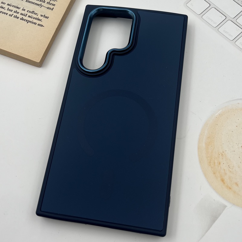 قاب گوشی Galaxy S24 Ultra سامسونگ Creative Case سیلیکونی پاک کنی مگ سیف اورجینال لنز متال سرمه ای کد 83678 - Image 2