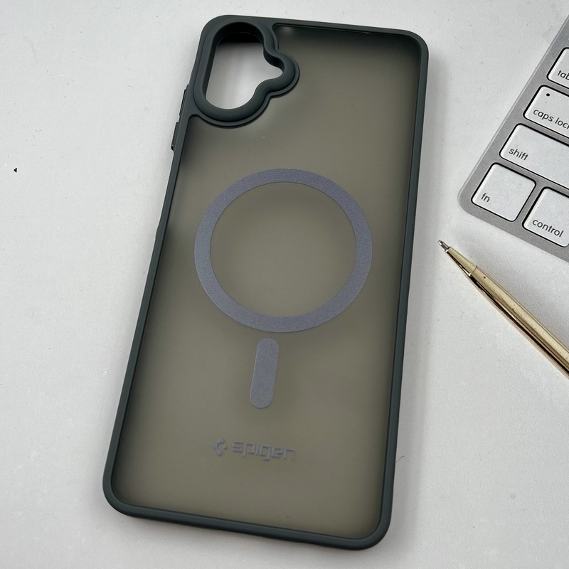 قاب گوشی Galaxy A06 سامسونگ مات Spigen Case طرح مگ سیف ضد ضربه لنز برجسته تیتانیوم کد 87707 - Image 2