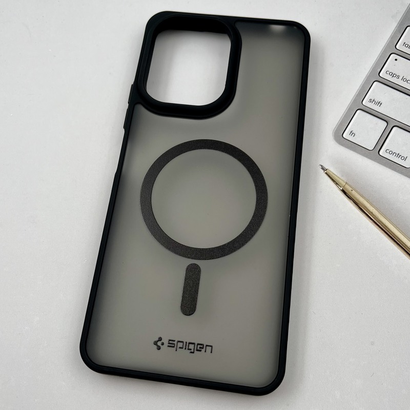 قاب گوشی Redmi 13C / Poco C65 شیائومی مات Spigen Case طرح مگ سیف ضد ضربه لنز برجسته مشکی کد 92314 - Image 2
